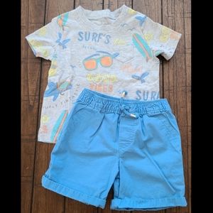 Carter's, Blue & Gray, Short and T-shirt Set, 24 Months